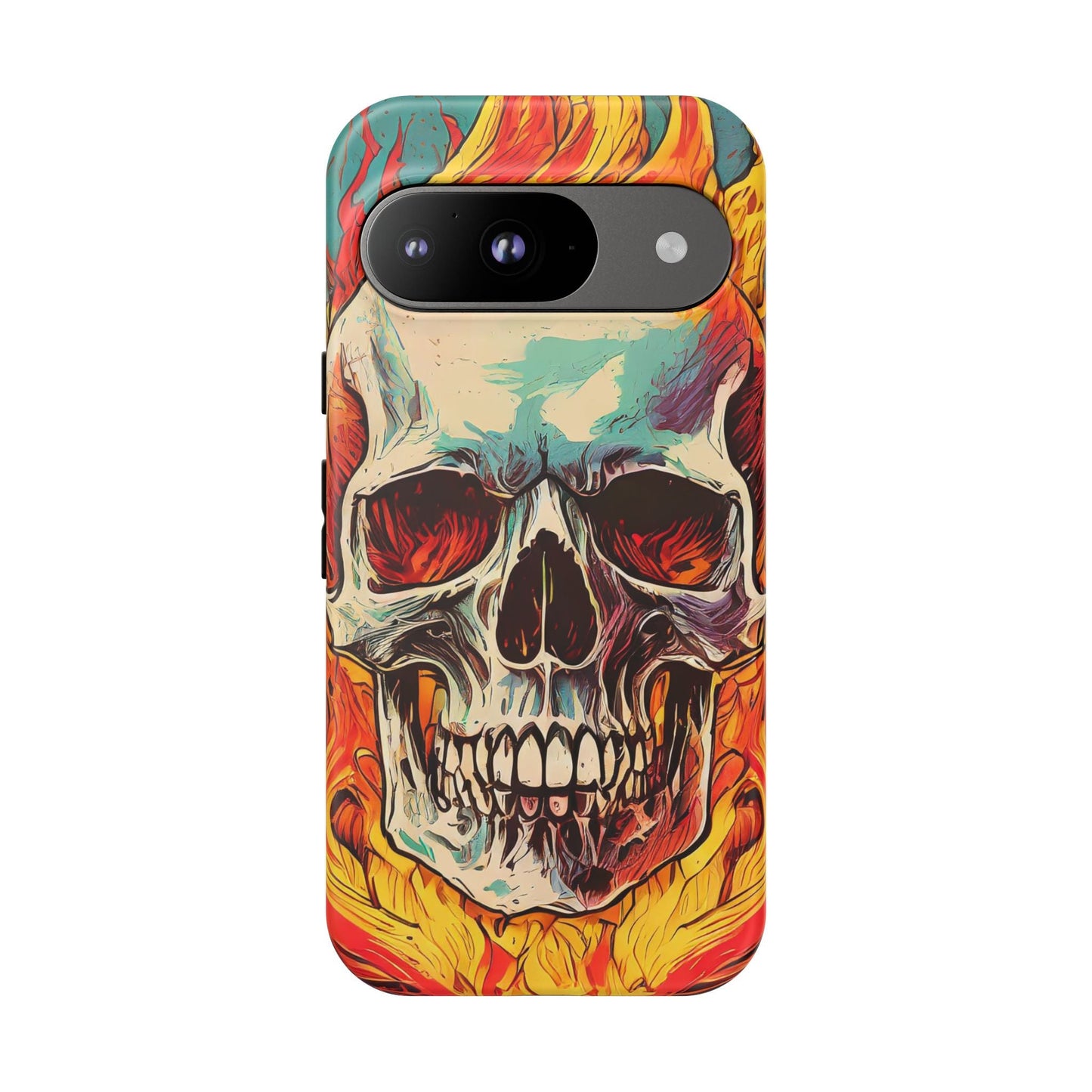 Flaming Skull Tough Phone Case