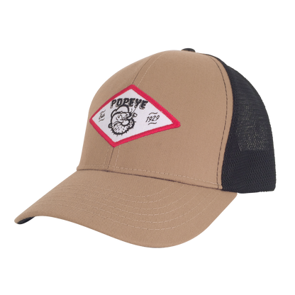 Popeye The Sailor Trucker Hat - Tan and Black