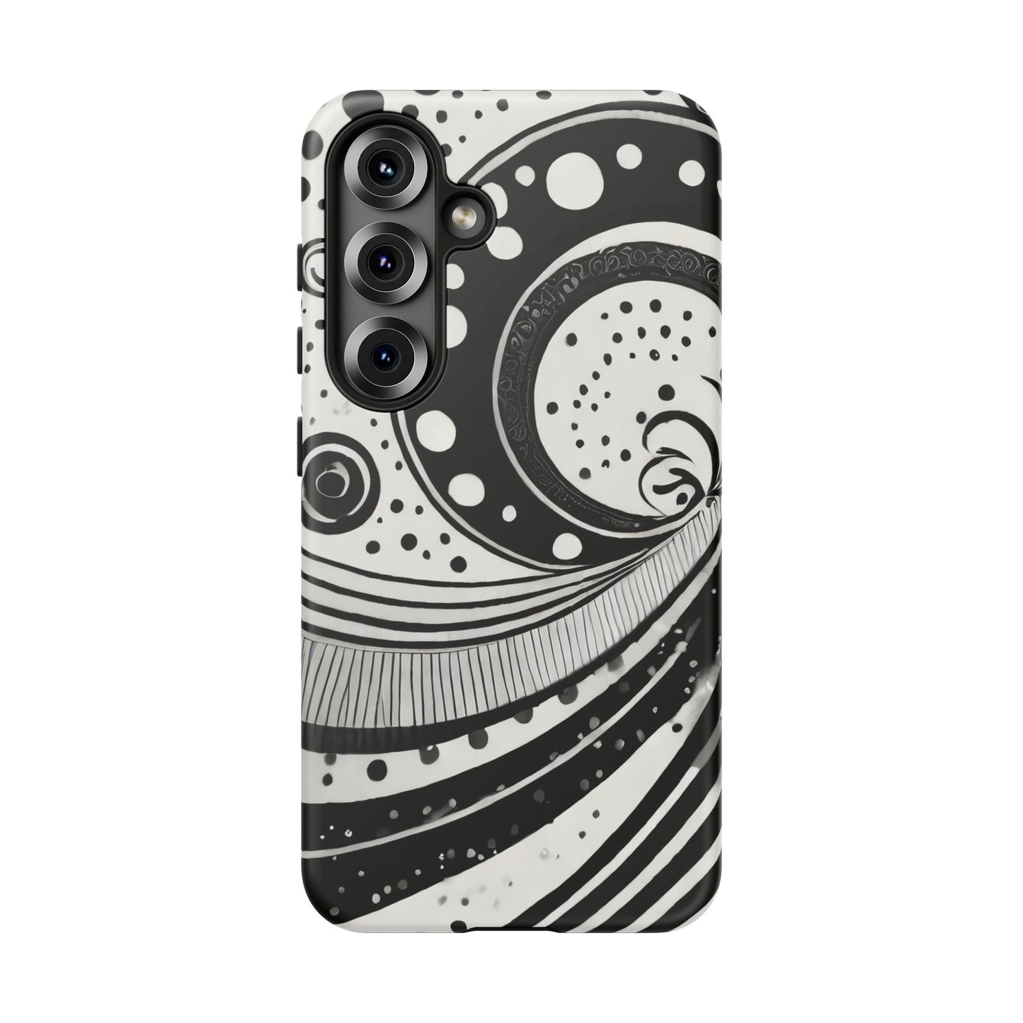 Artistic Black & White Swirl Tough Phone Case