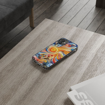 Colorful Abstract Swirl Clear Phone Case