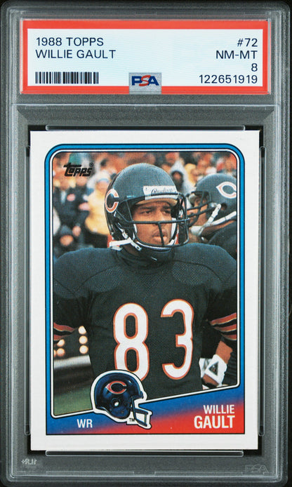 Graded 1988 Topps Willie Gault #72 Football Card PSA 8 Near Mint