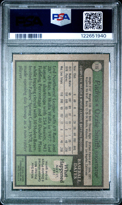 Graded 1979 Topps Ozzie Smith #116 Rookie RC Baseball Card PSA 6 Excellent