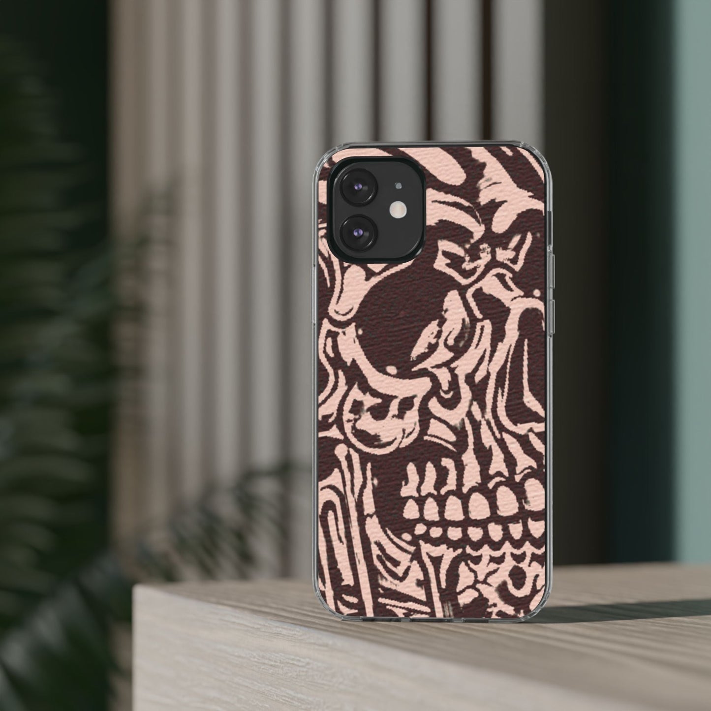 Gothic Abstract Skull Clear Phone Case