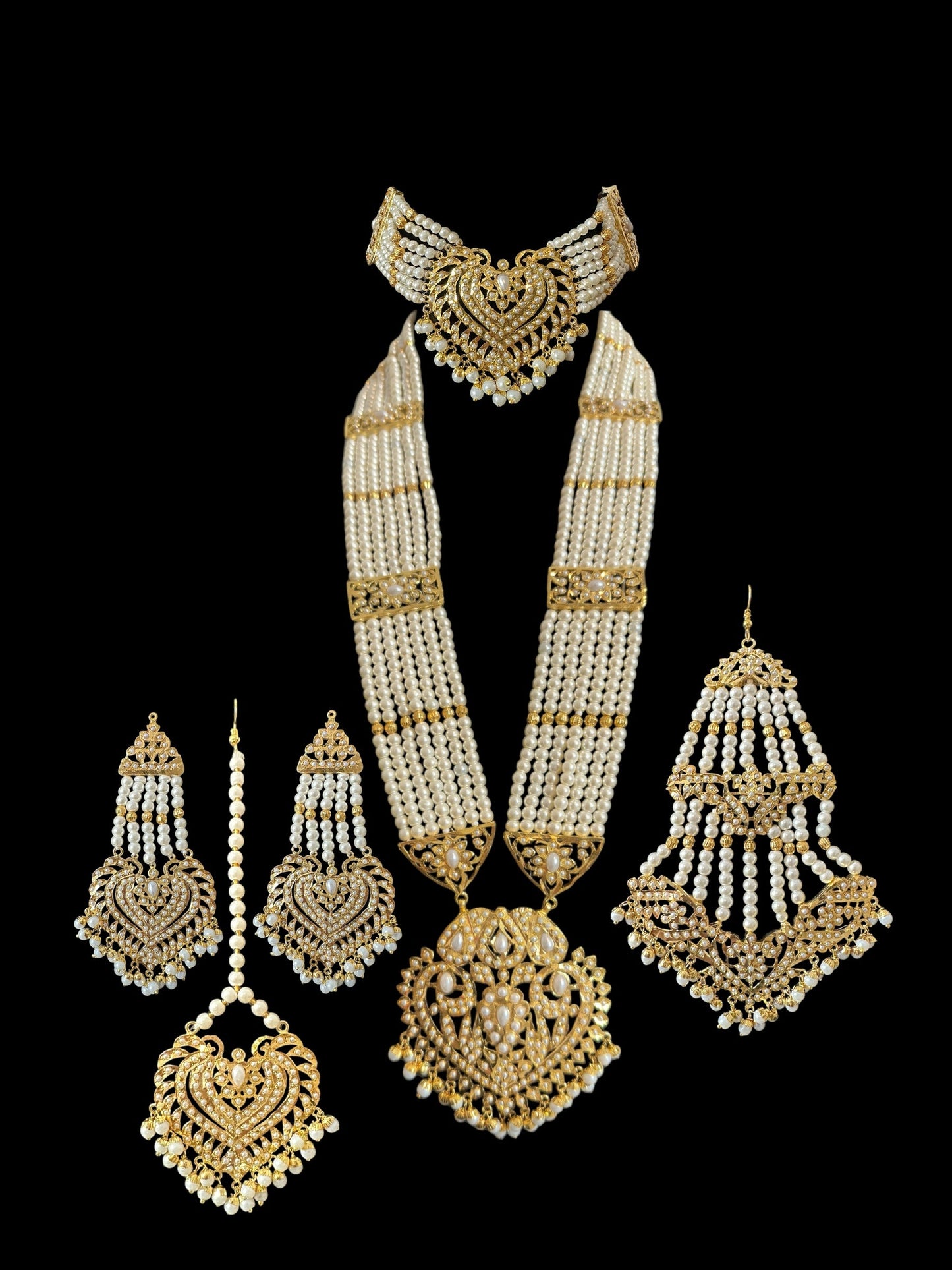 BR479 Insha pearl jadau bridal set in shell pearls ( SHIPS IN 4 WEEKS )