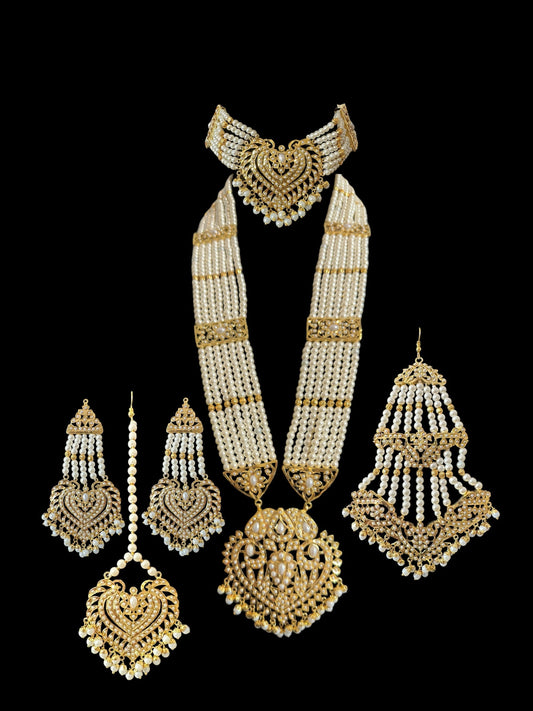 BR479 Insha pearl jadau bridal set in shell pearls ( SHIPS IN 4 WEEKS )