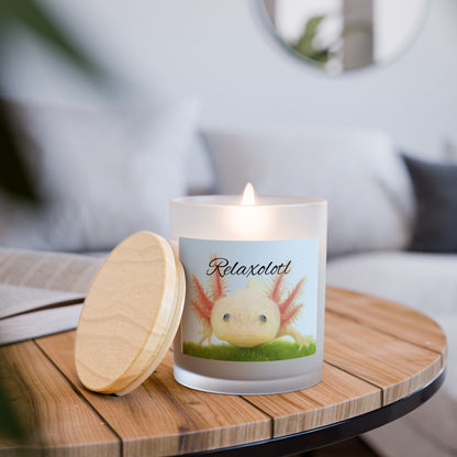 Relaxolotl Crackling Wooden Wick Frosted Glass Candle (11 oz)
