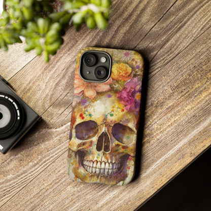 Unique Floral Skull Tough Phone Case