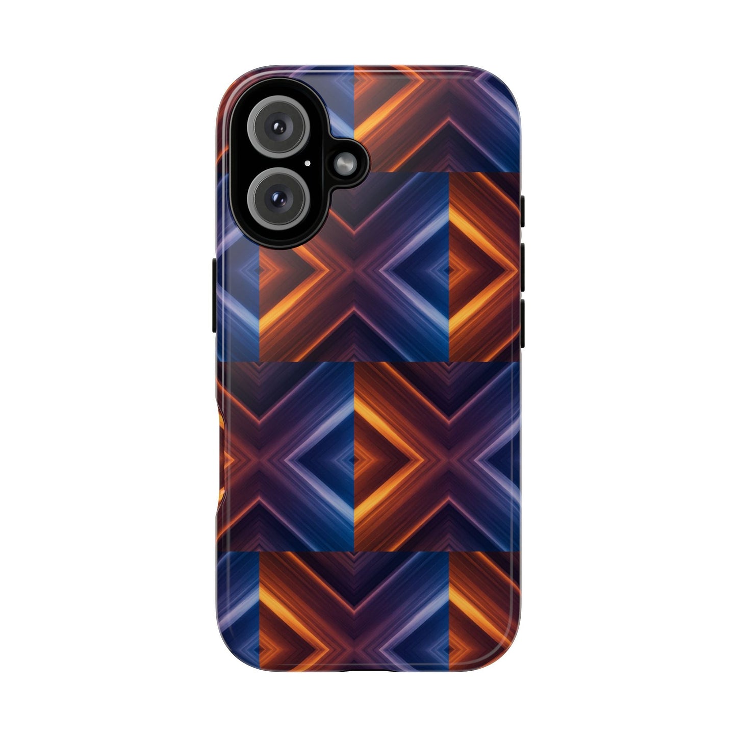Stylish Tough Phone Case With Blue & Orange Abstract Design