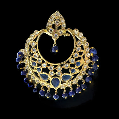 DER624  Noor chandbali in blue     (READY TO SHIP )