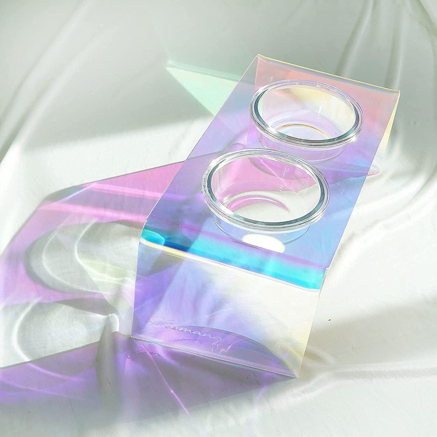 Acrylic Glass Pet Dazzling Food Bowl