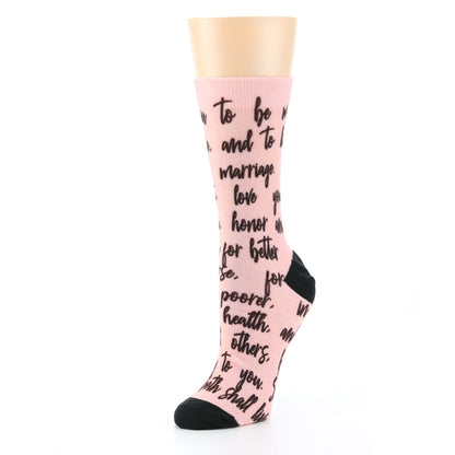 Blossom Pink Sweet Sentiment Custom Note Socks - Women's Custom Socks- Script