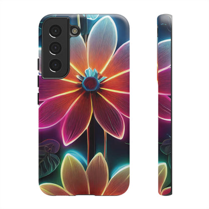 Vibrant Neon Flowers Tough Phone Case