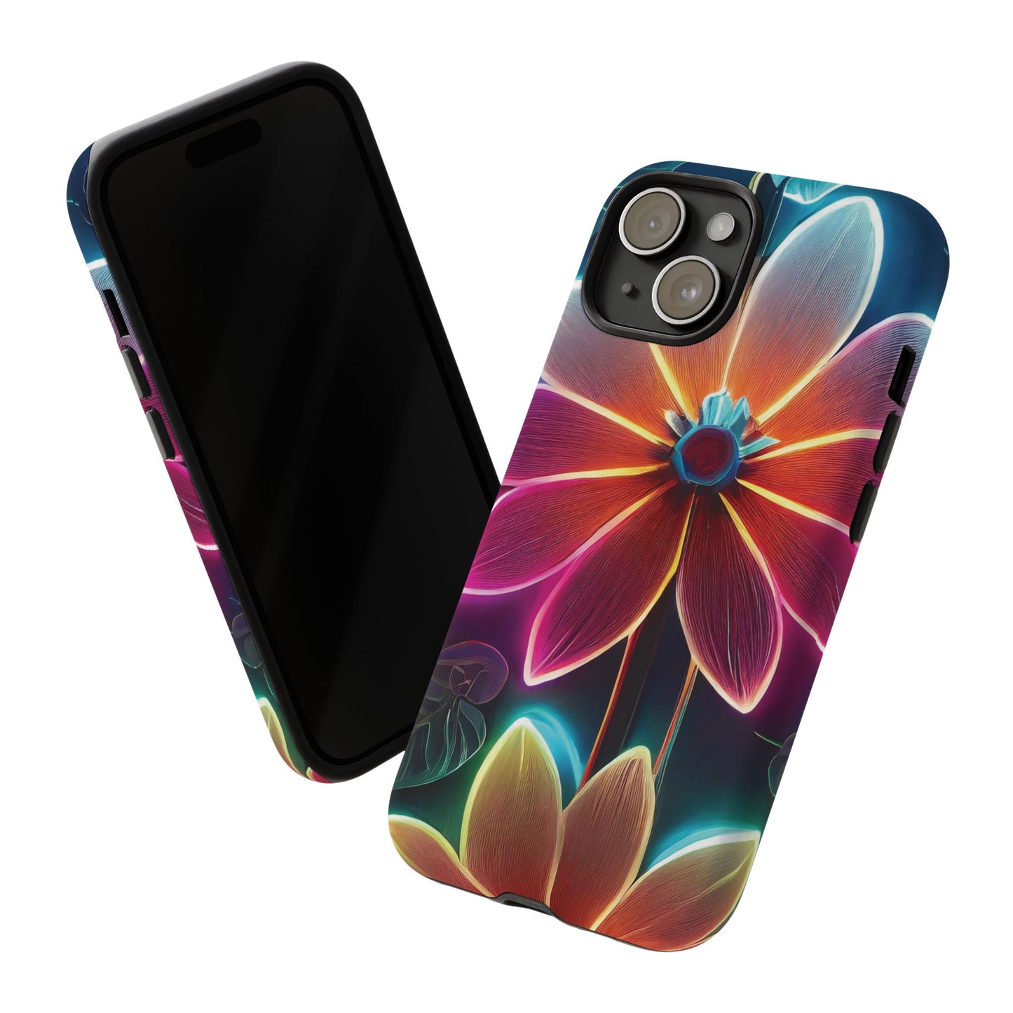 Vibrant Neon Flowers Tough Phone Case