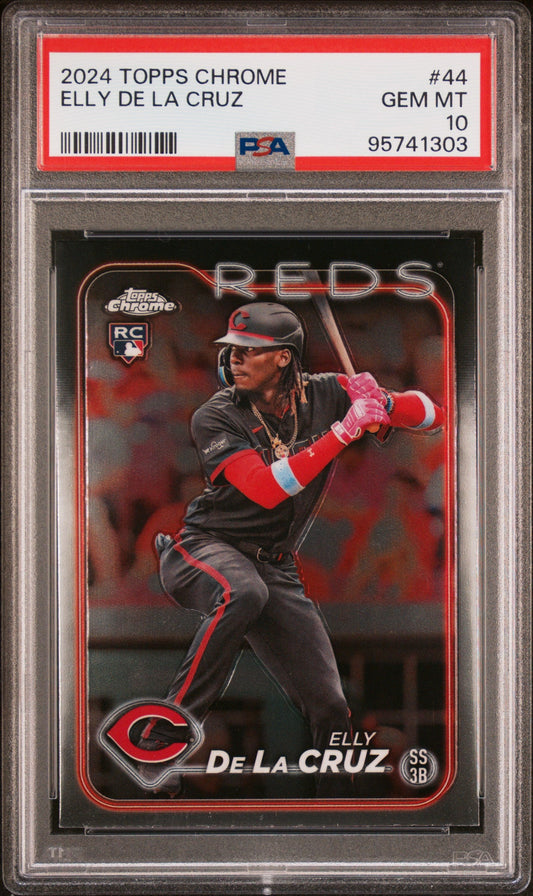 Graded 2024 Topps Chrome Elly De La Cruz #44 Rookie RC Baseball Card PSA 10 Gem Mint
