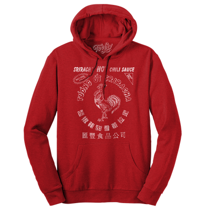 Sriracha Hot Chili Sauce Rooster Logo Hooded Sweatshirt - Red