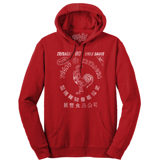 Sriracha Hot Chili Sauce Rooster Logo Hooded Sweatshirt - Red