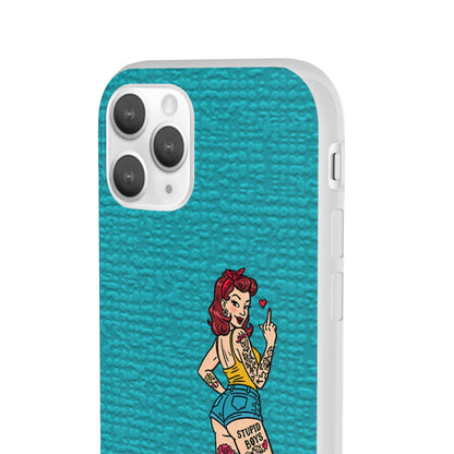 Sassy Pin-Up Stupid Boys Teal Flexi Phone Case