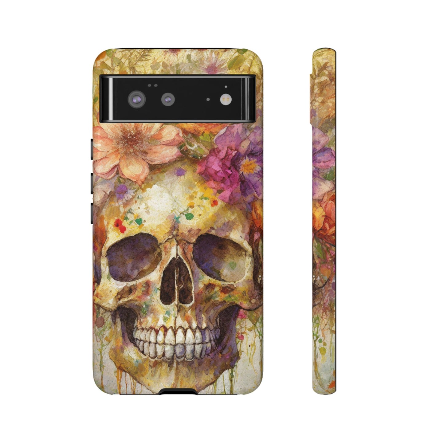 Unique Floral Skull Tough Phone Case