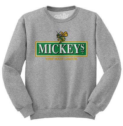 Mickey's Fine Malt Liquor Beer Logo Crewneck Sweatshirt - Athletic Heather Gray