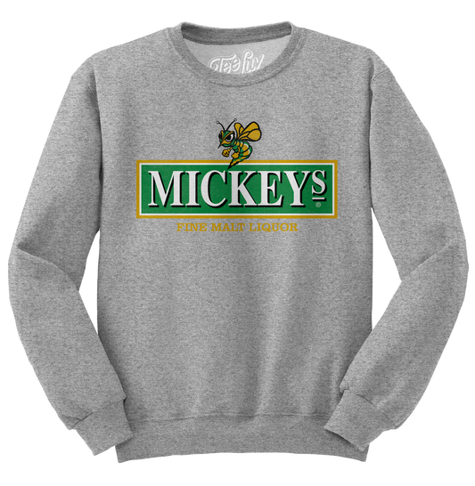 Mickey's Fine Malt Liquor Beer Logo Crewneck Sweatshirt - Athletic Heather Gray