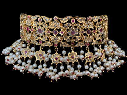 C00 Kesariya choker set in rubies( READY TO SHIP)