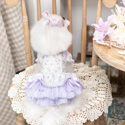Luxury Japanese design Dog dress chiffon little bow floral