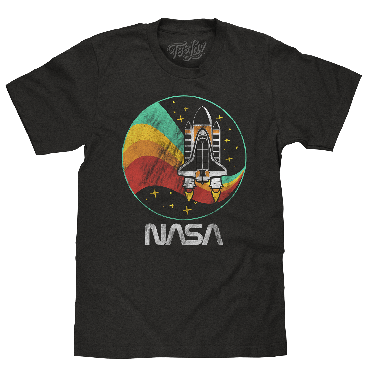 NASA Space Shuttle Worm Logo T-Shirt - Vintage Black