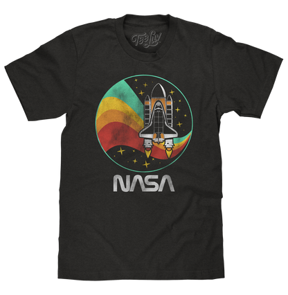 NASA Space Shuttle Worm Logo T-Shirt - Vintage Black