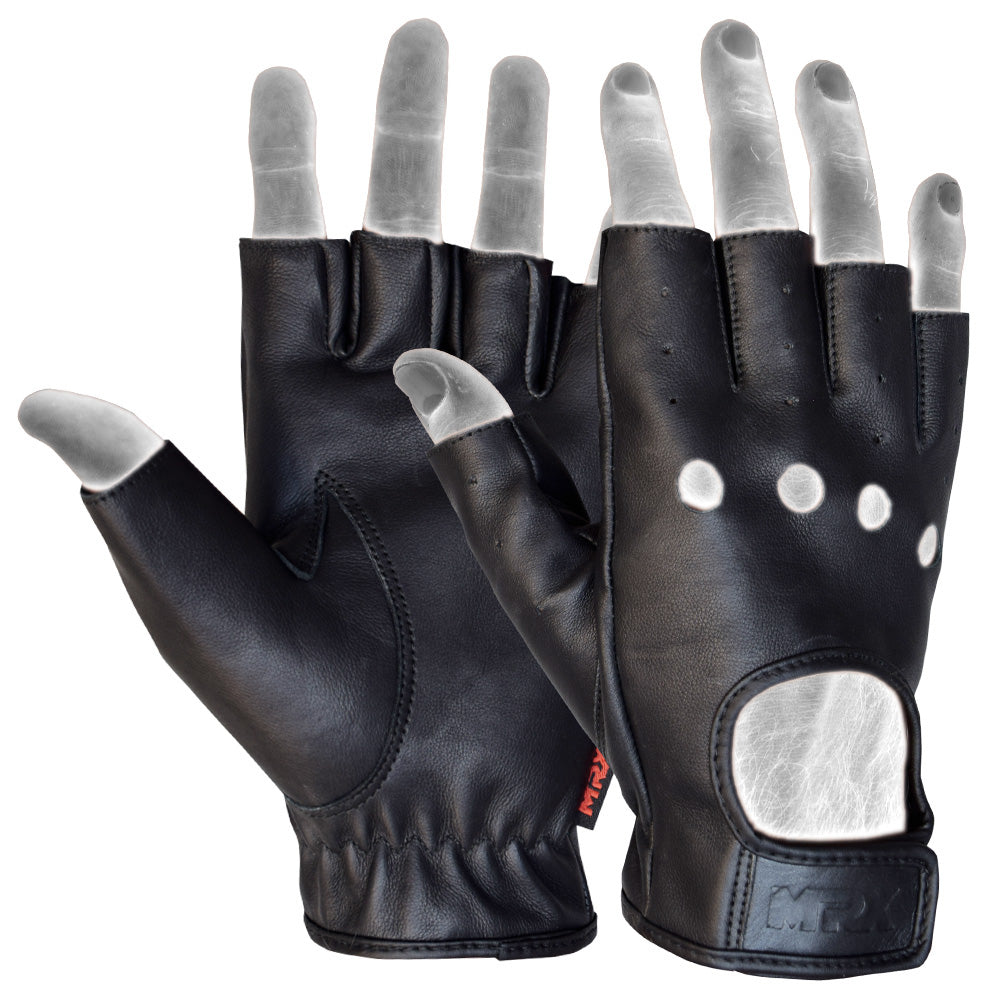 MRX Driving Gloves soft Leather Unlined Motorbike Riding Half Fingers Glove for Unisex - Triathlete Store