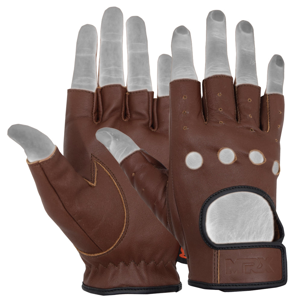 MRX Driving Gloves soft Leather Unlined Motorbike Riding Half Fingers Glove for Unisex - Triathlete Store
