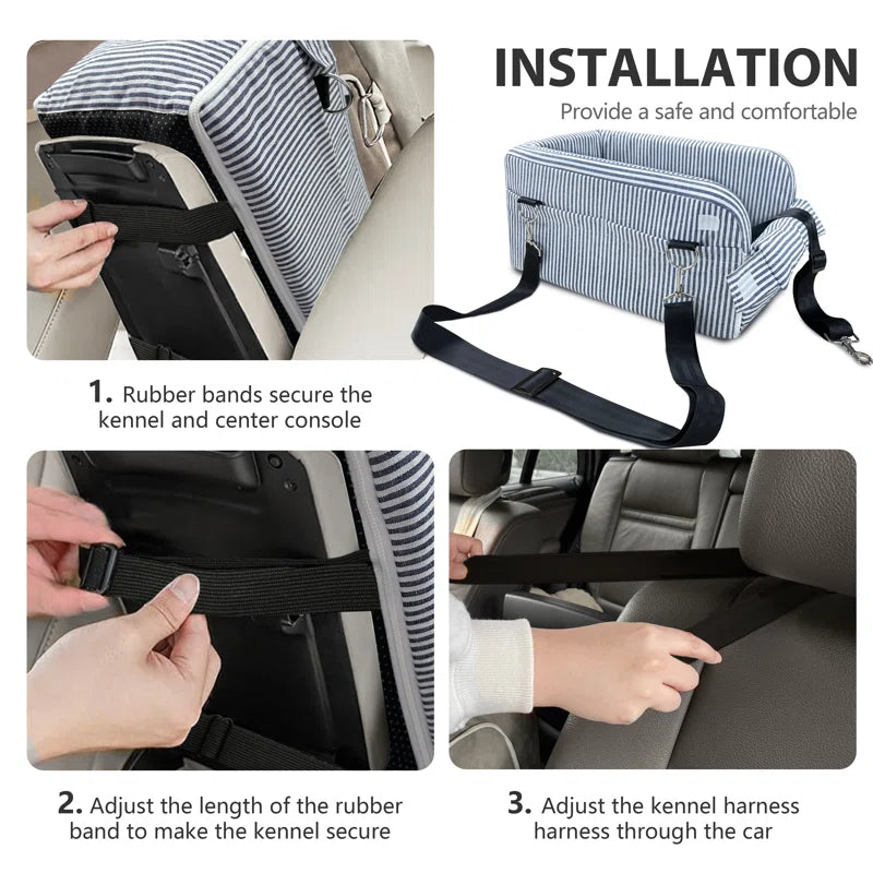 Center Console Dog Car Seat for Small Dogs – Comfort Travel Carrier Bed