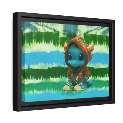 Baby Dragon Jam Aqua Matte Canvas with Black Frame