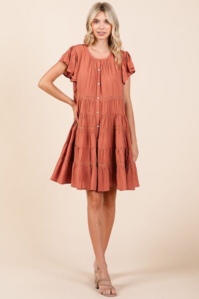 Mittoshop Lace Detail Ruffled Button Down Tiered Dress #2