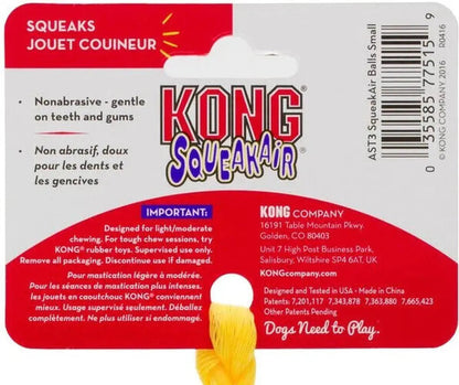 KONG Squeakair Tennis Balls 3Pk Small Airdog Squeaky Dog Fetch Toy 2"