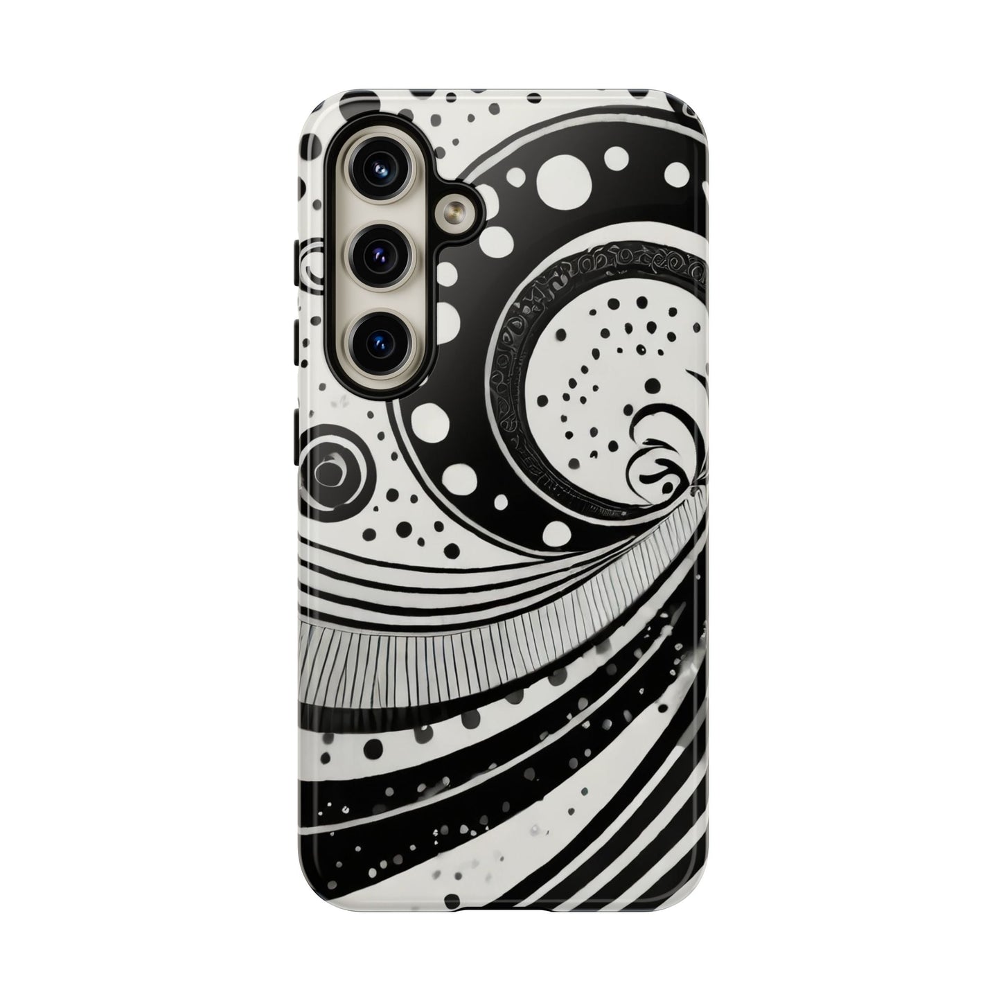 Artistic Black & White Swirl Tough Phone Case