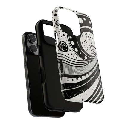 Artistic Black & White Swirl Tough Phone Case