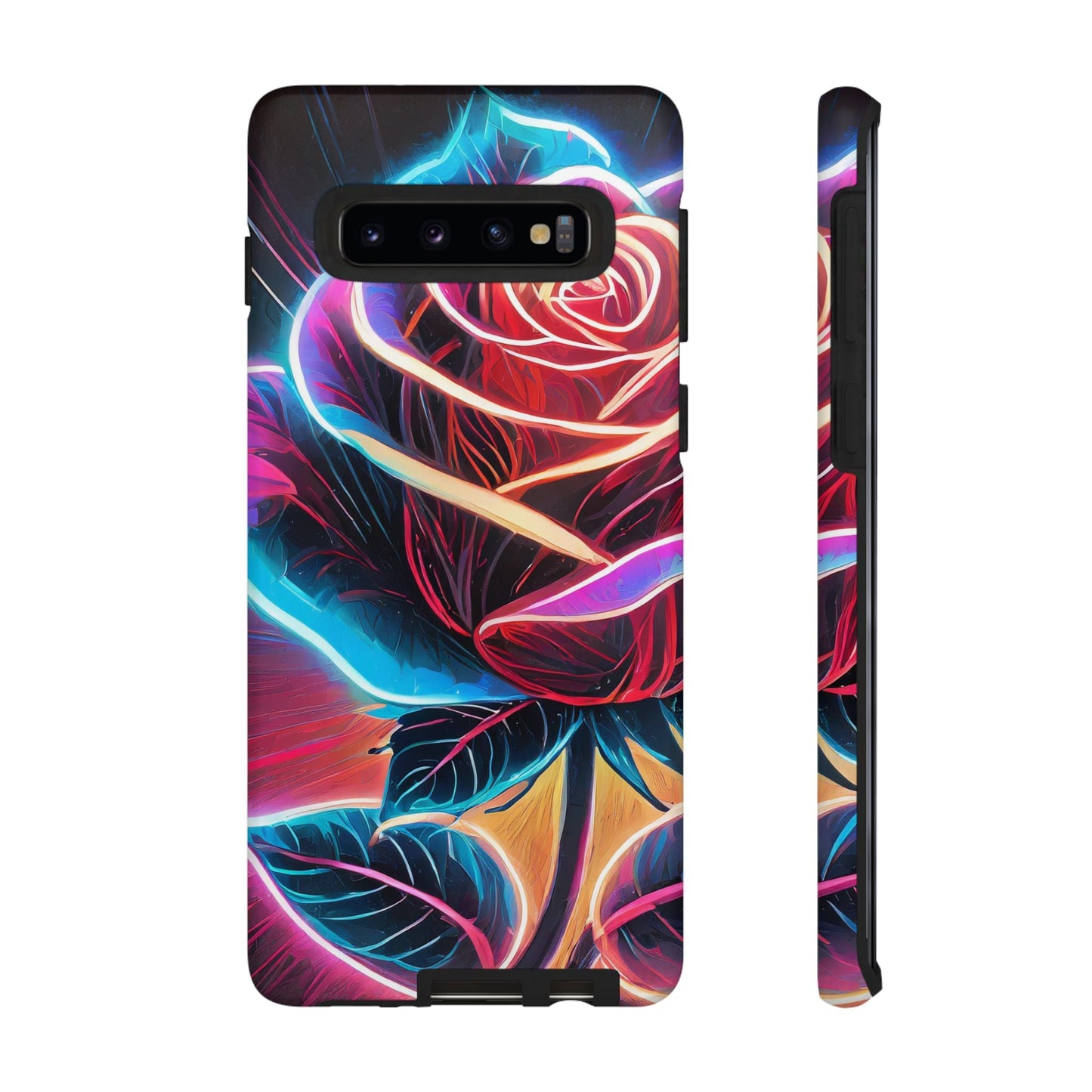 Artistic Neon Rose Tough Phone Case