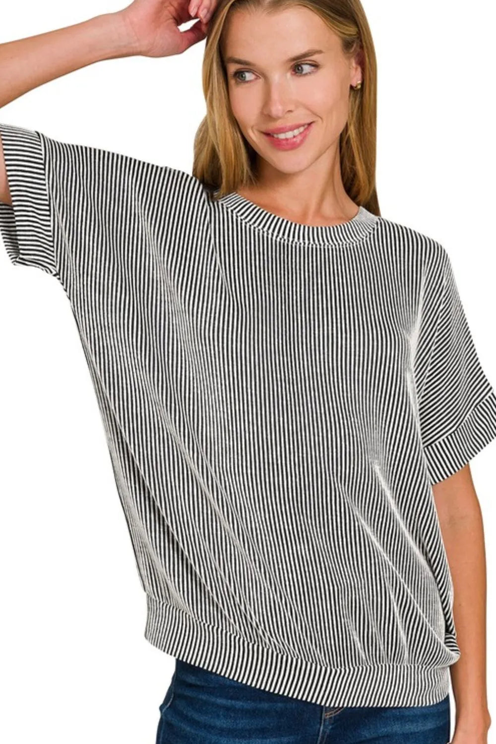 Zenana Corded Rib Short Sleeve T-Shirt