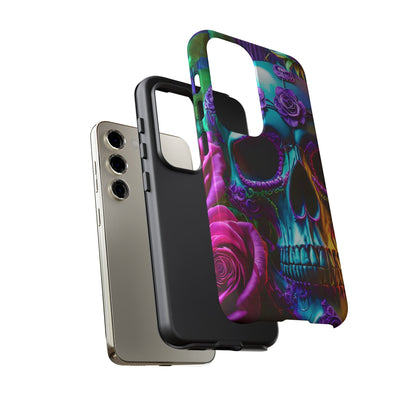 Neon Skull and Roses Vibrant Tough Phone Case