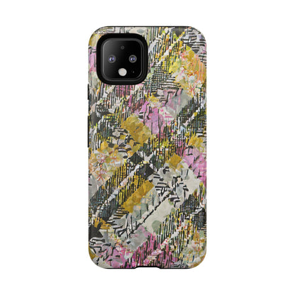 Purple Plaid Floral Artistic Tough Phone Case