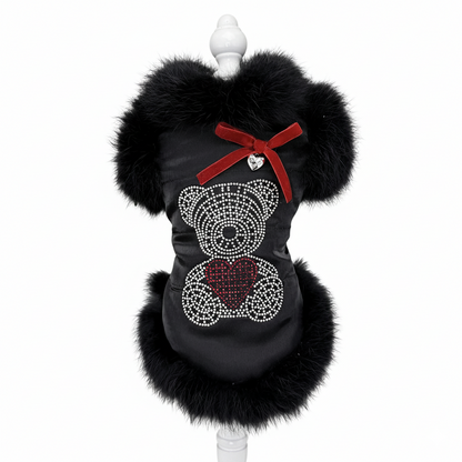 Black Faux Fur Dog Coat