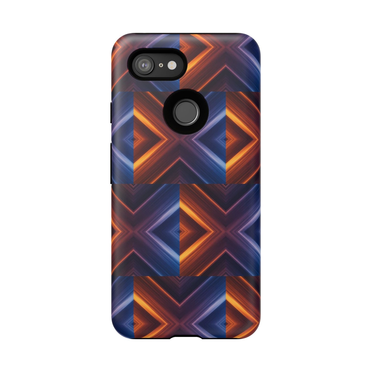 Stylish Tough Phone Case With Blue & Orange Abstract Design