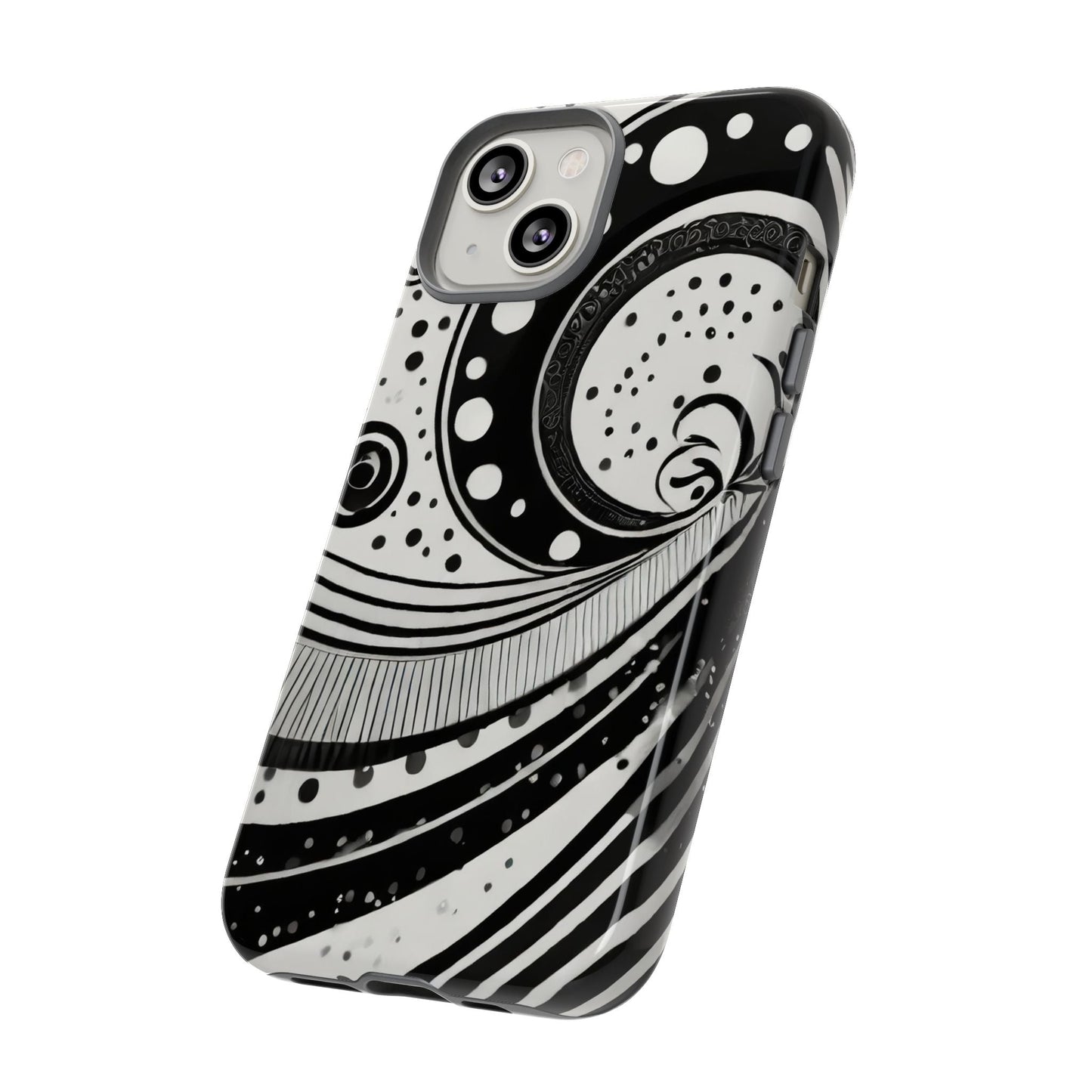 Artistic Black & White Swirl Tough Phone Case