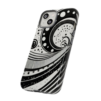 Artistic Black & White Swirl Tough Phone Case