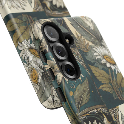 Abstract Teal Daisy Tough Phone Case
