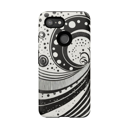Artistic Black & White Swirl Tough Phone Case