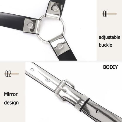 Women High Waisted Harness Belt Mirror Waist Strap Belts Rave Punk Rock Belts