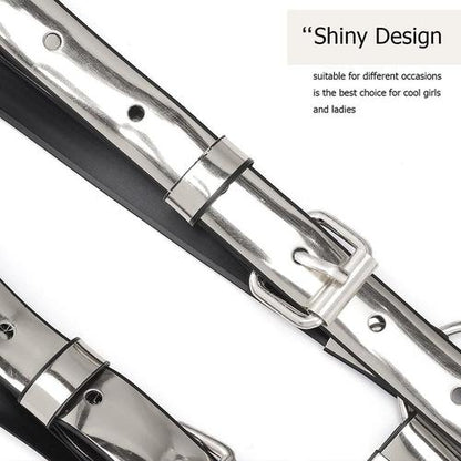 Women High Waisted Harness Belt Mirror Waist Strap Belts Rave Punk Rock Belts