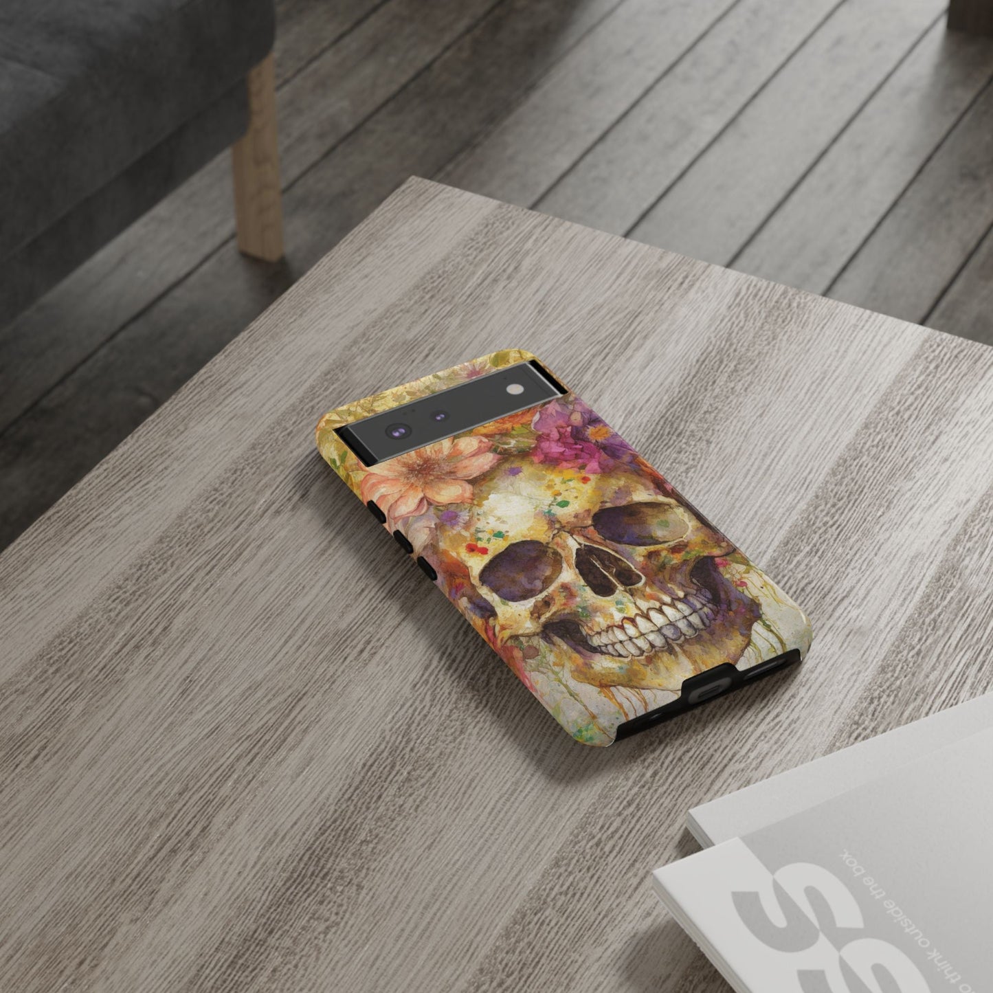 Unique Floral Skull Tough Phone Case