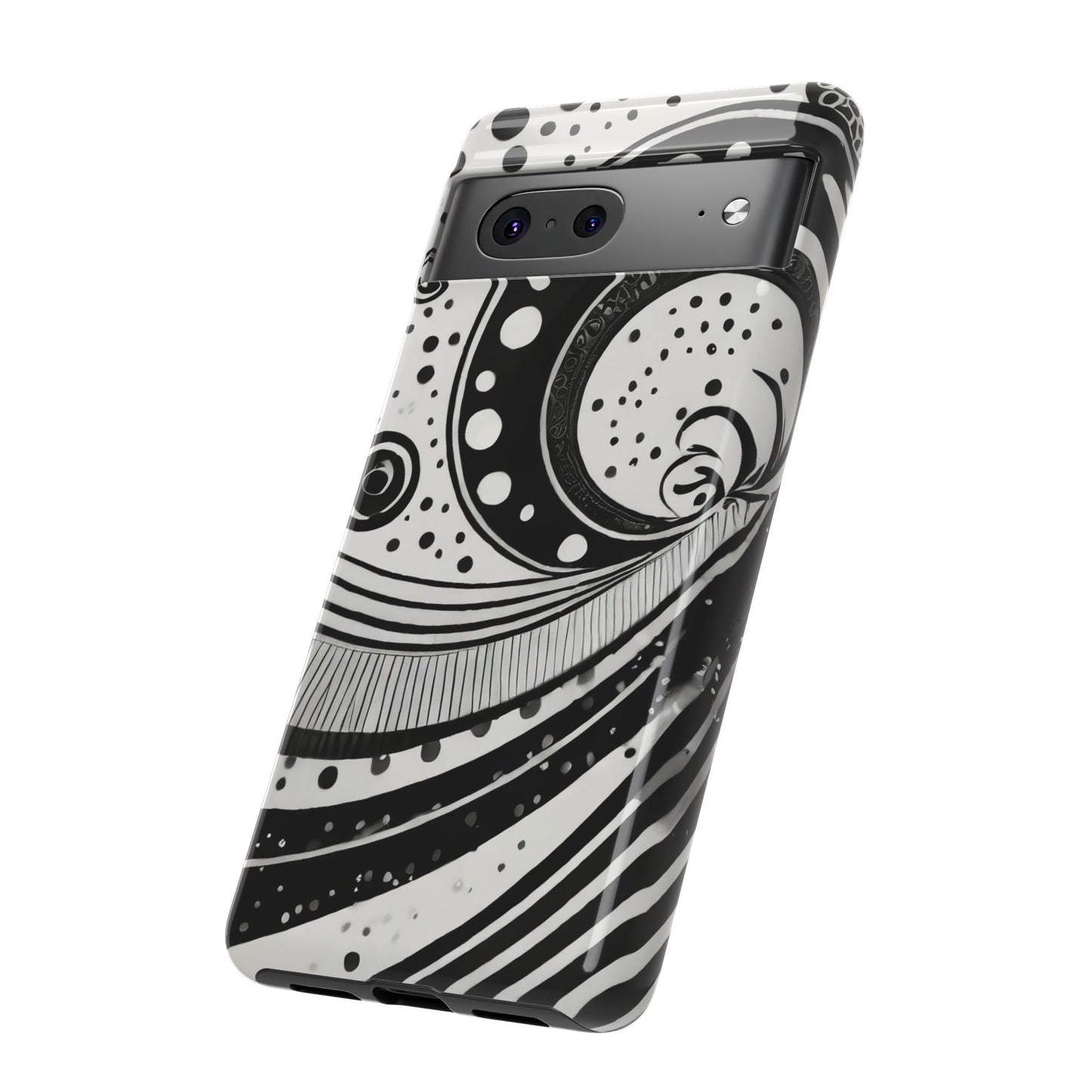 Artistic Black & White Swirl Tough Phone Case